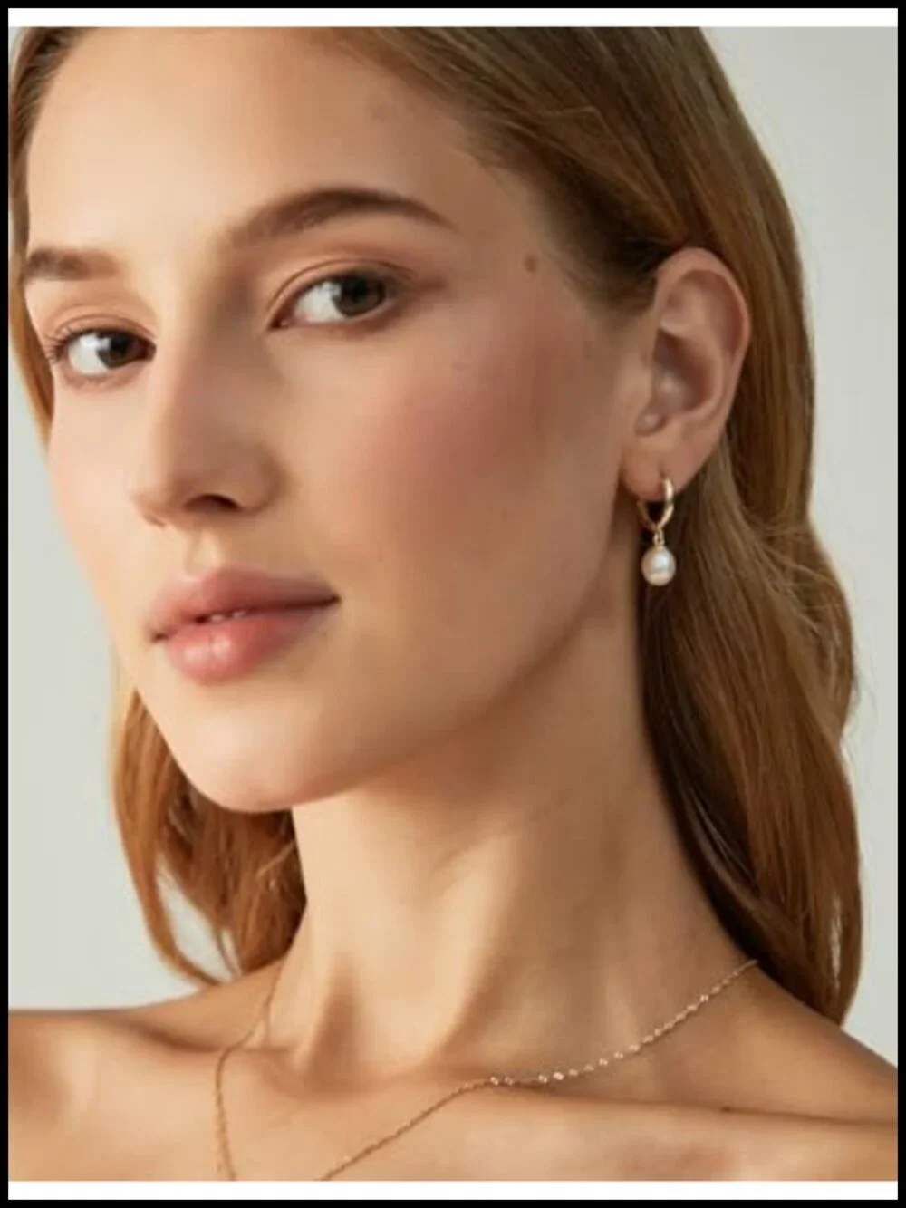 Pearl Huggie Hoop Drop Earrings 14K Gold Plated 925 Sterling Silver
